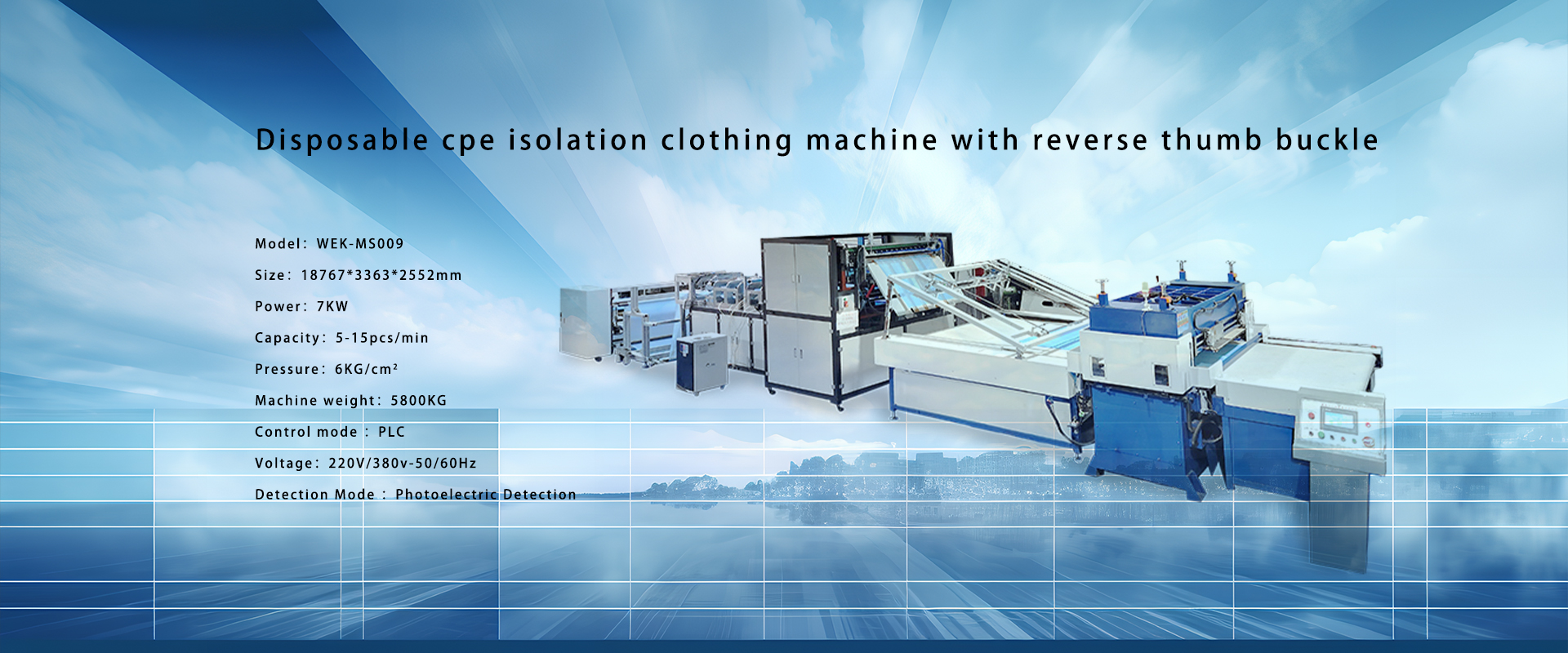 Disposable cpe isolation clothing machine with reverse thumb buckle